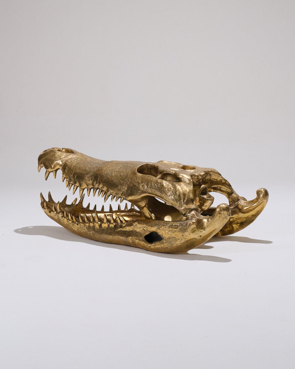 LARGE BRASS CROCODILE HEAD, 1980s