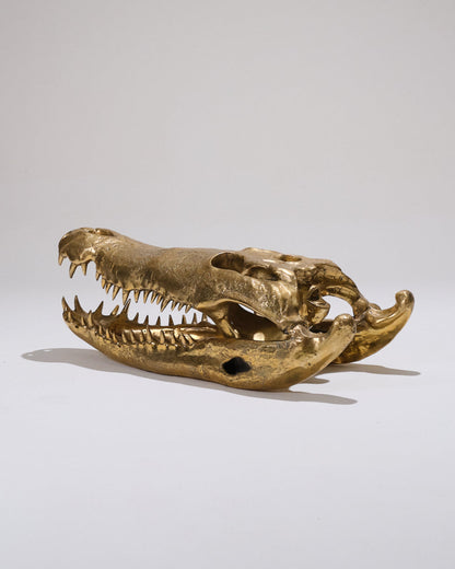 LARGE BRASS CROCODILE HEAD, 1980s