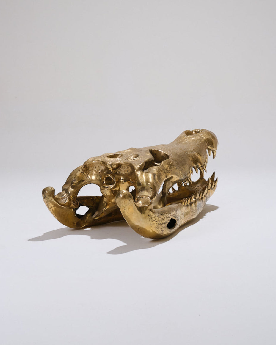 LARGE BRASS CROCODILE HEAD, 1980s
