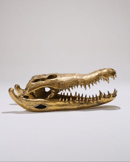 LARGE BRASS CROCODILE HEAD, 1980s
