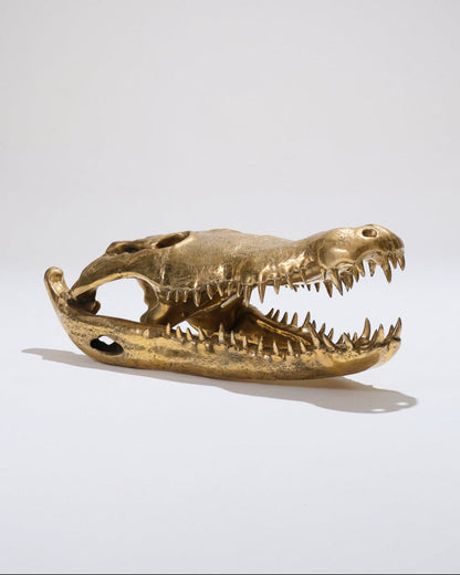 LARGE BRASS CROCODILE HEAD, 1980s