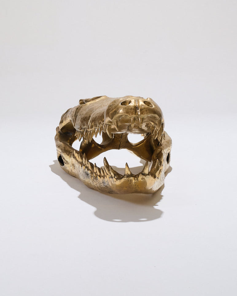 LARGE BRASS CROCODILE HEAD, 1980s