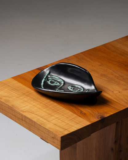 Ceramic bowl with stylized face, 1960s