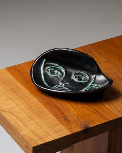 Ceramic bowl with stylized face, 1960s