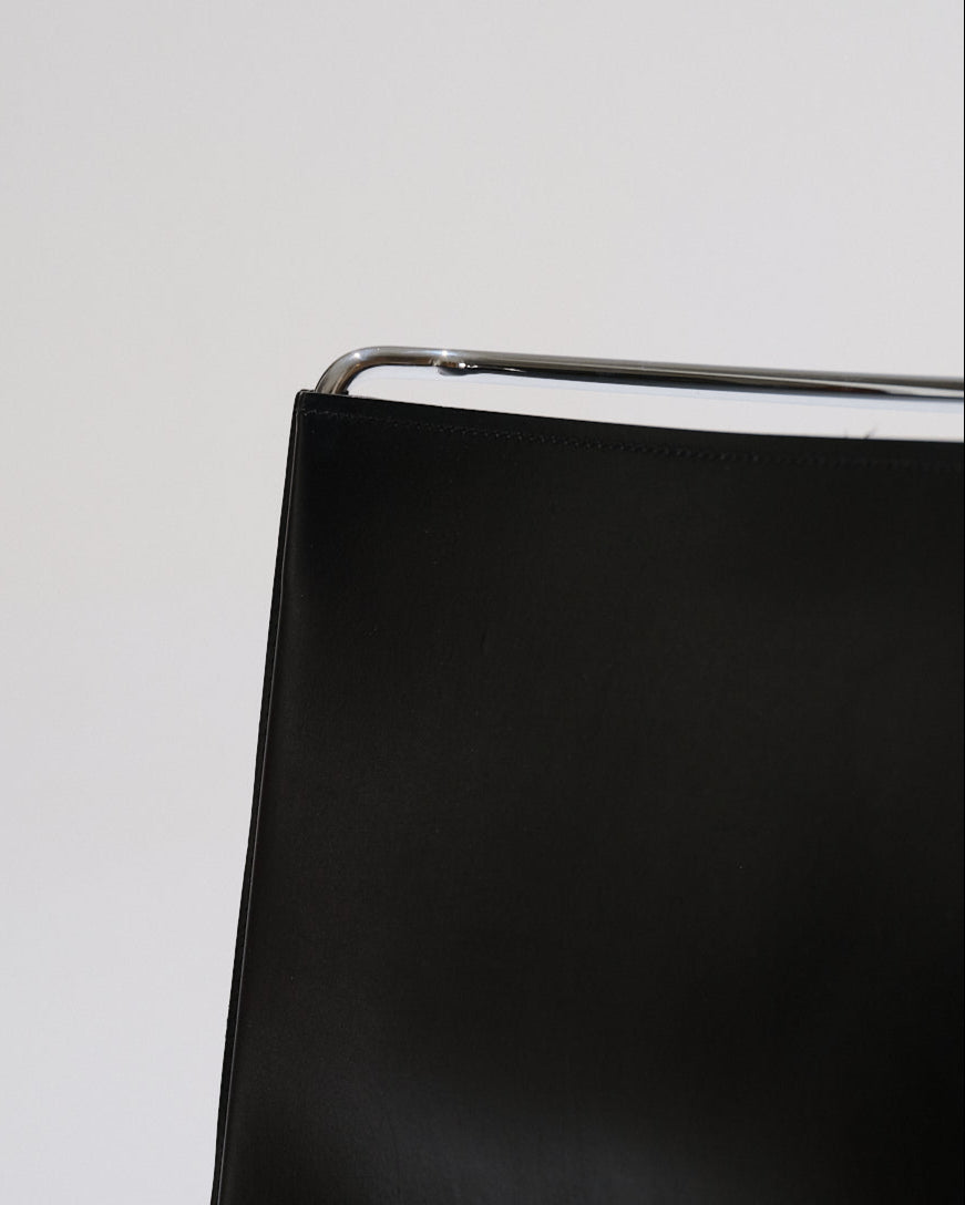 BLACK LEATHER WIRE CHAIR, PASCAL MOURGUE, 1990s