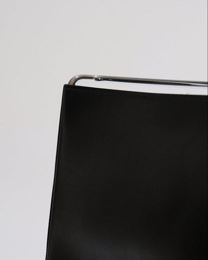 BLACK LEATHER WIRE CHAIR, PASCAL MOURGUE, 1990s