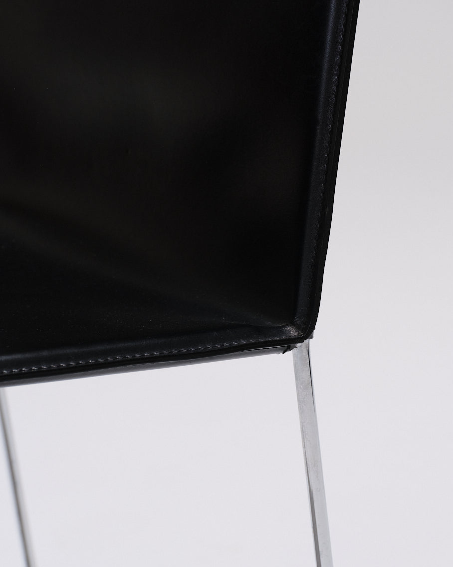 BLACK LEATHER WIRE CHAIR, PASCAL MOURGUE, 1990s