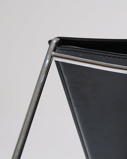 BLACK LEATHER WIRE CHAIR, PASCAL MOURGUE, 1990s