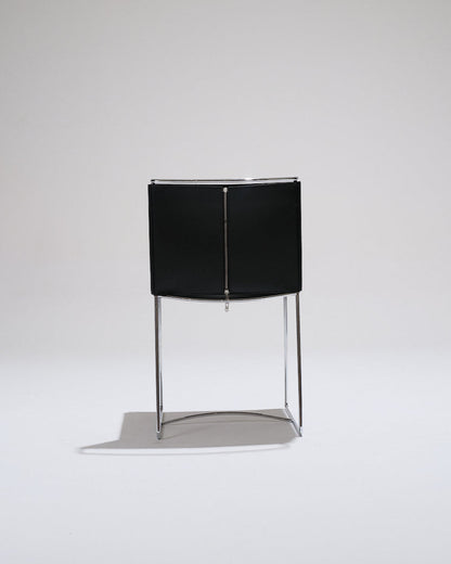 BLACK LEATHER WIRE CHAIR, PASCAL MOURGUE, 1990s