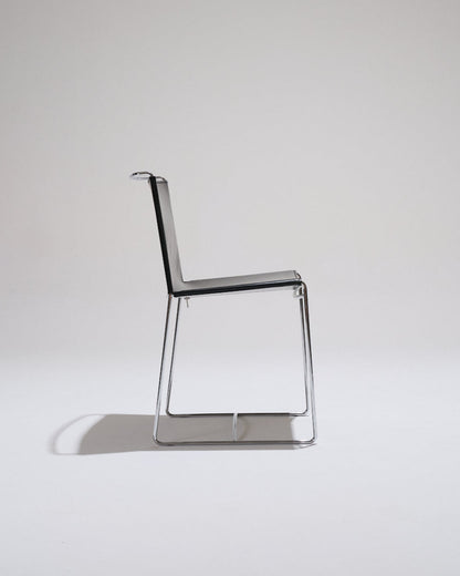 BLACK LEATHER WIRE CHAIR, PASCAL MOURGUE, 1990s