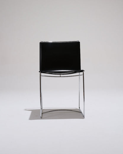 BLACK LEATHER WIRE CHAIR, PASCAL MOURGUE, 1990s