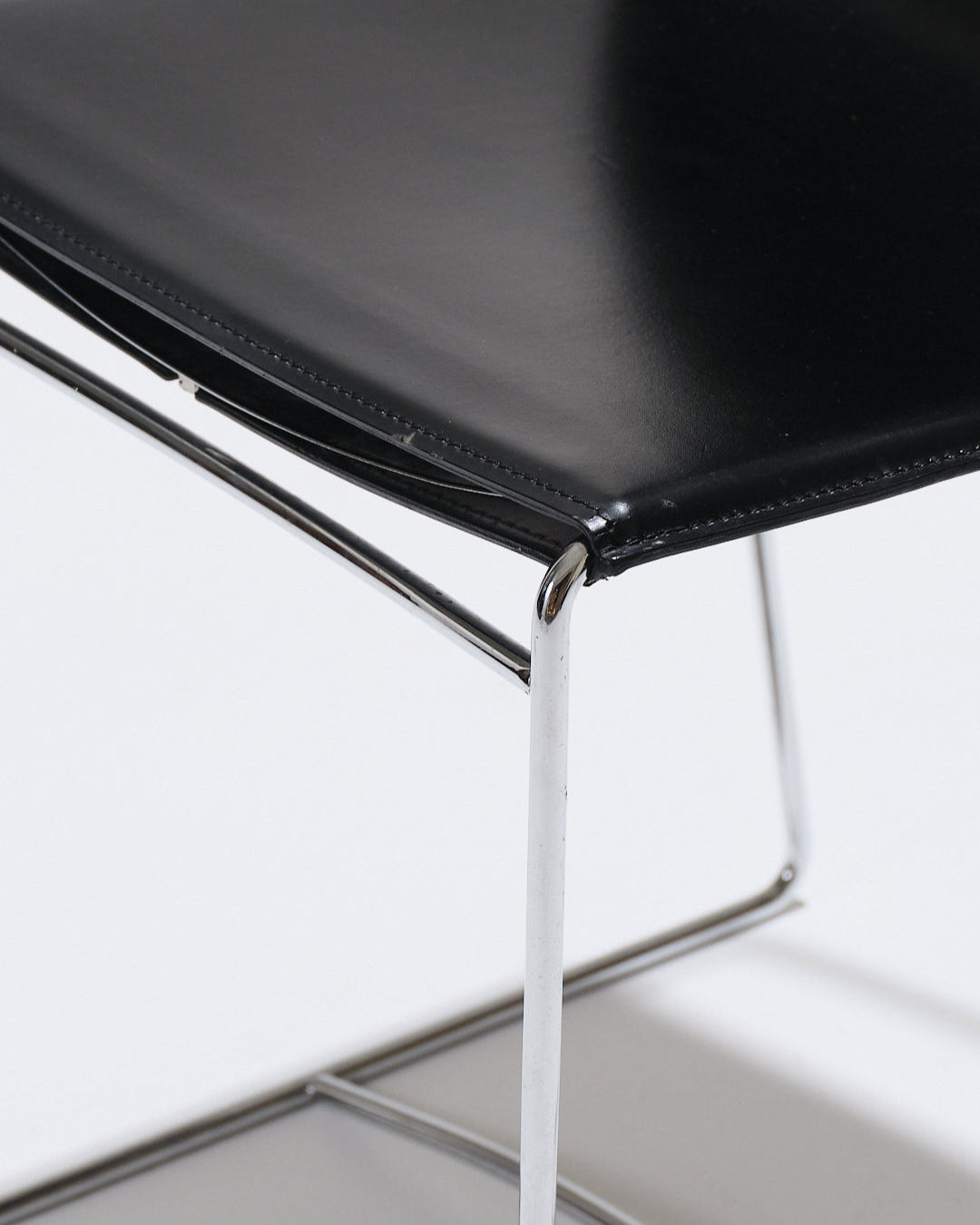 BLACK LEATHER WIRE CHAIR, PASCAL MOURGUE, 1990s