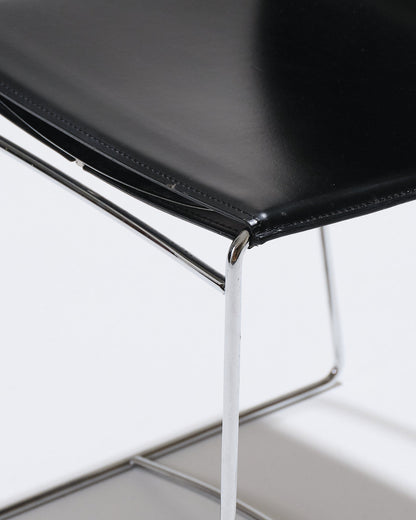 BLACK LEATHER WIRE CHAIR, PASCAL MOURGUE, 1990s