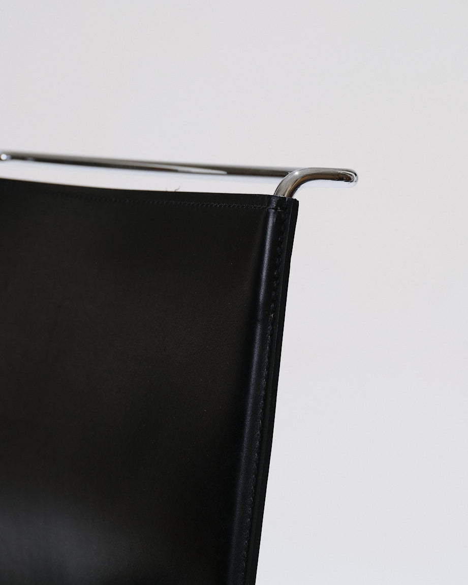 BLACK LEATHER WIRE CHAIR, PASCAL MOURGUE, 1990s