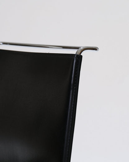 BLACK LEATHER WIRE CHAIR, PASCAL MOURGUE, 1990s