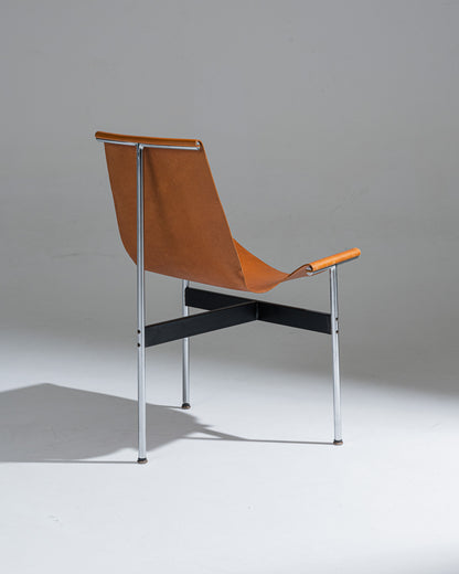 Pair of 3LC leather and metal chairs, Littell &amp; Katavolos, 1960s