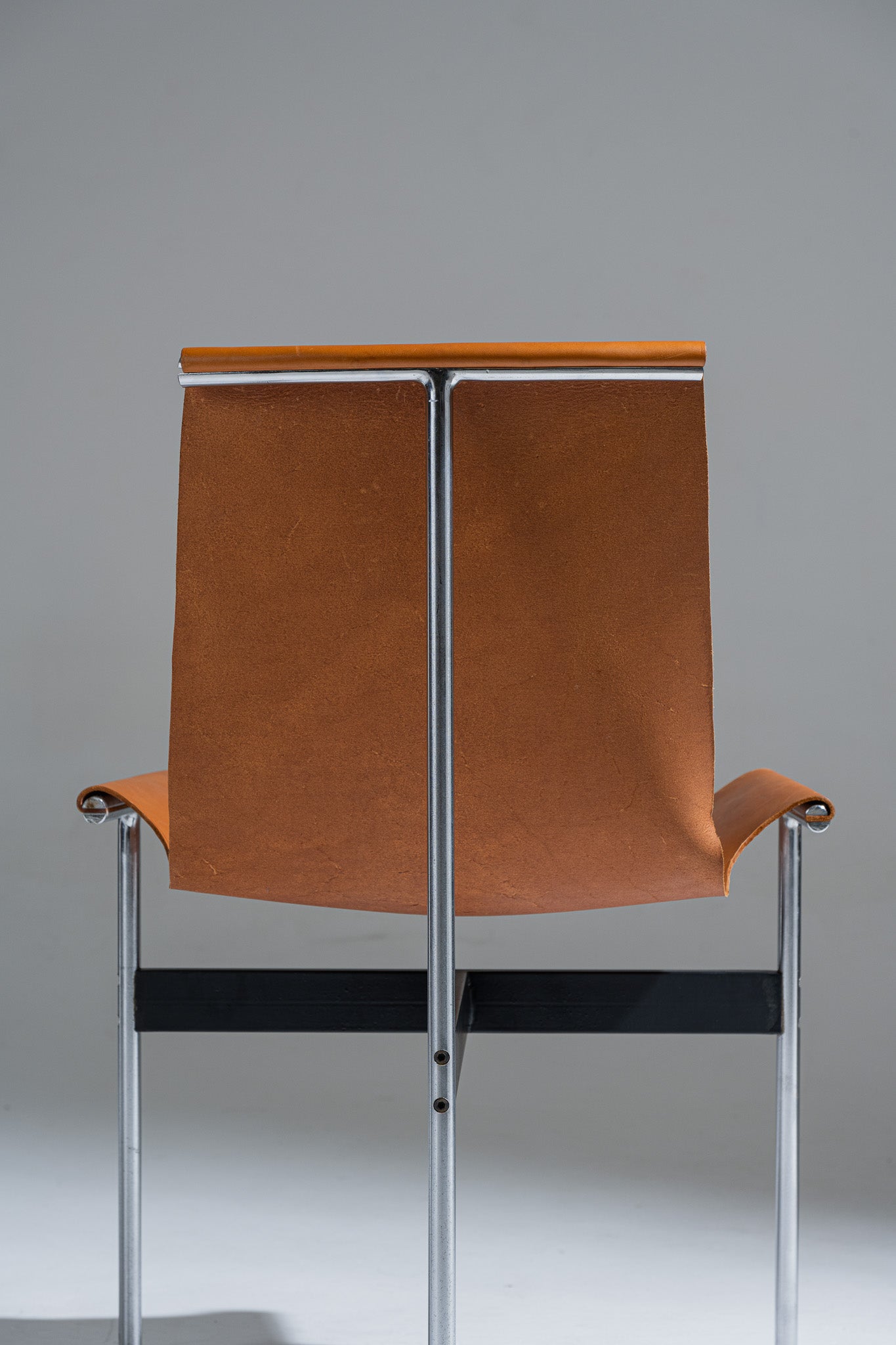 Pair of 3LC leather and metal chairs, Littell &amp; Katavolos, 1960s