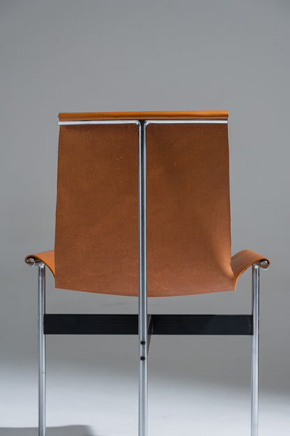 SET OF 6 3LC LEATHER AND METAL CHAIRS, LITTELL &amp; KATAVOLOS, 1960s