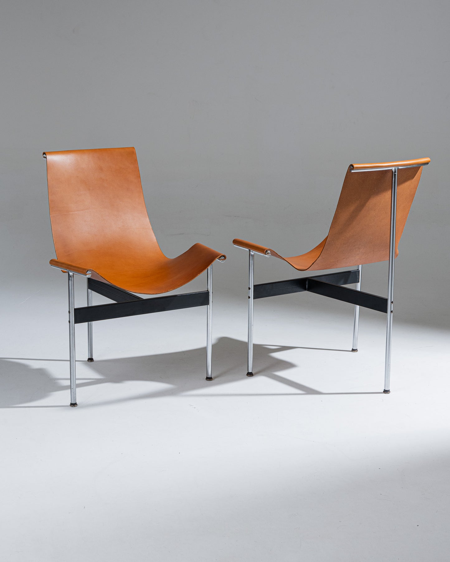 SET OF 6 3LC LEATHER AND METAL CHAIRS, LITTELL &amp; KATAVOLOS, 1960s