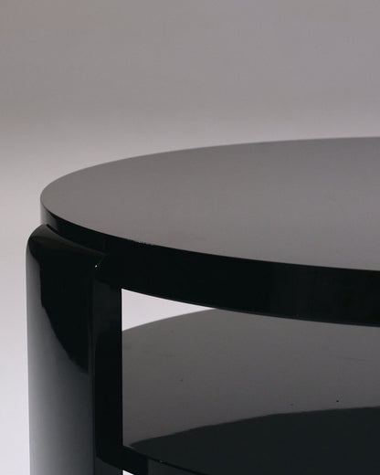 SPINA COFFEE TABLE, BLACK LACQUERED WOOD 