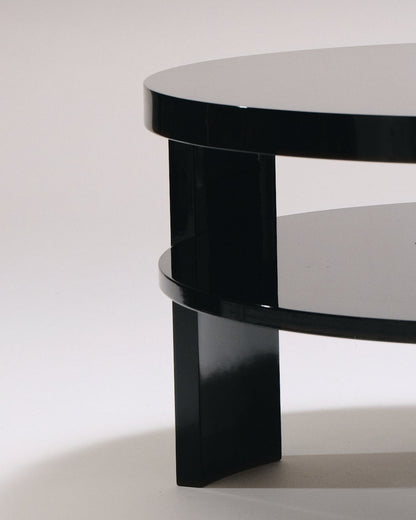 SPINA COFFEE TABLE, BLACK LACQUERED WOOD 
