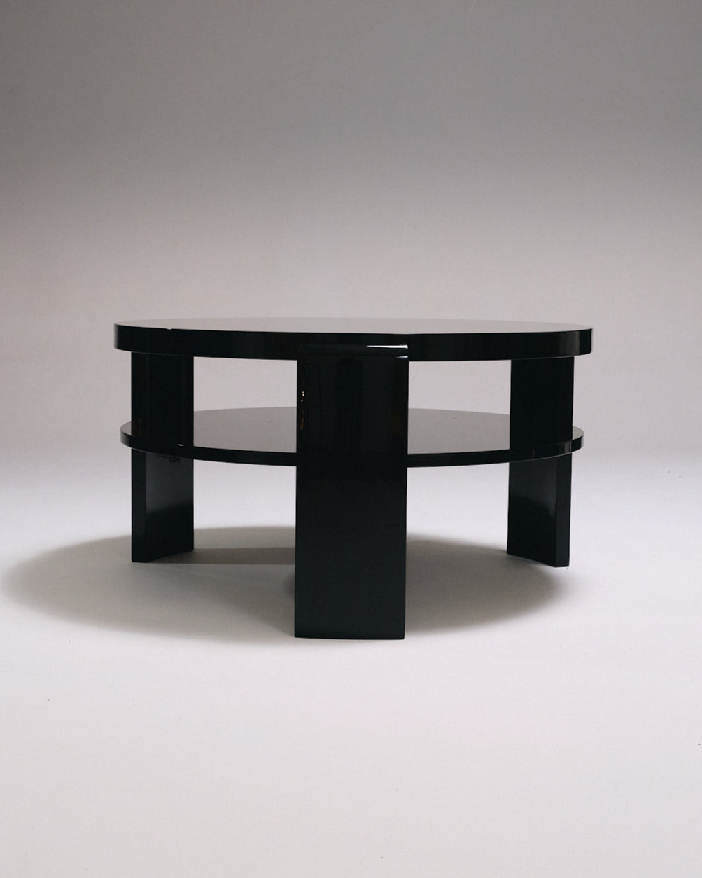 SPINA COFFEE TABLE, BLACK LACQUERED WOOD 
