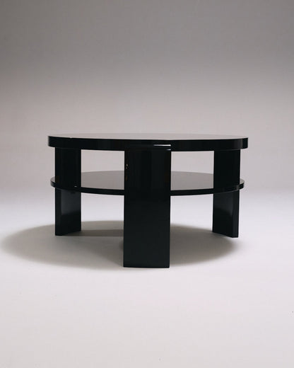 SPINA COFFEE TABLE, BLACK LACQUERED WOOD 
