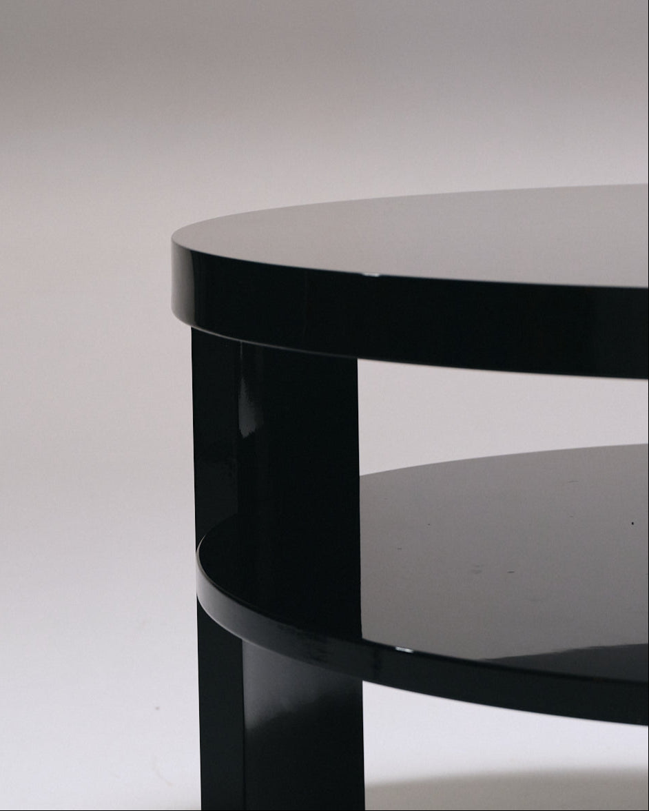 SPINA COFFEE TABLE, BLACK LACQUERED WOOD 