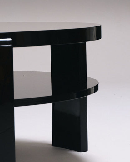 SPINA COFFEE TABLE, BLACK LACQUERED WOOD 