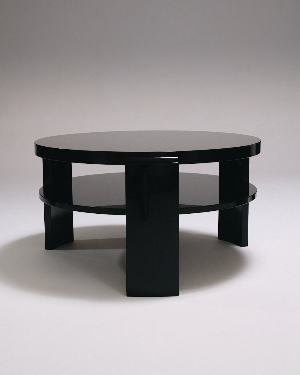 SPINA COFFEE TABLE, BLACK LACQUERED WOOD 