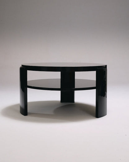 SPINA COFFEE TABLE, BLACK LACQUERED WOOD 