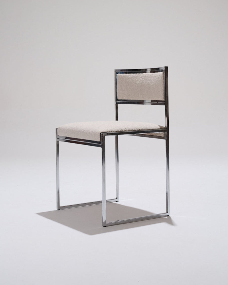 CHAISE EN MÉTAL ET TISSU TEXTURÉ, 1970s