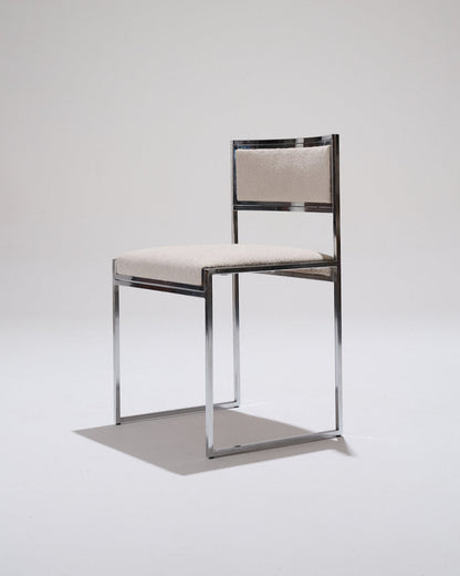 CHAISE EN MÉTAL ET TISSU TEXTURÉ, 1970s