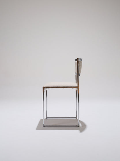 CHAISE EN MÉTAL ET TISSU TEXTURÉ, 1970s