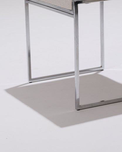 PAIR OF METAL AND TEXTURED FABRIC CHAIRS, 1970S