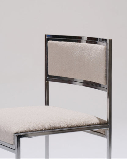 CHAISE EN MÉTAL ET TISSU TEXTURÉ, 1970s