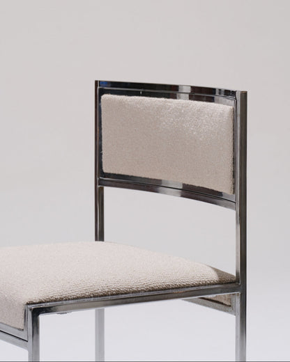 PAIR OF METAL AND TEXTURED FABRIC CHAIRS, 1970S