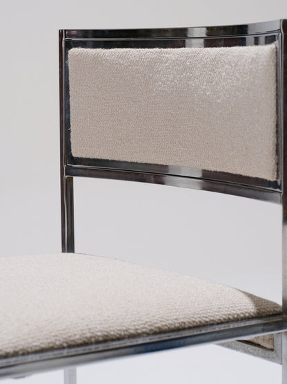 CHAISE EN MÉTAL ET TISSU TEXTURÉ, 1970s