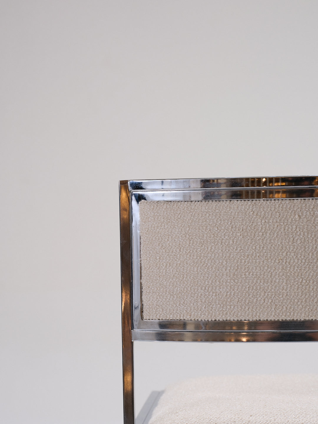 CHAISE EN MÉTAL ET TISSU TEXTURÉ, 1970s