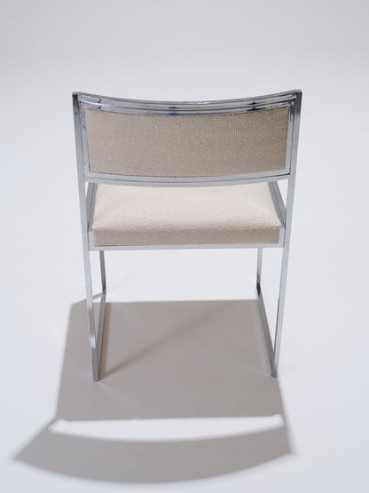 CHAISE EN MÉTAL ET TISSU TEXTURÉ, 1970s