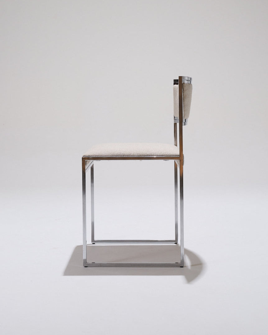 PAIR OF METAL AND TEXTURED FABRIC CHAIRS, 1970S