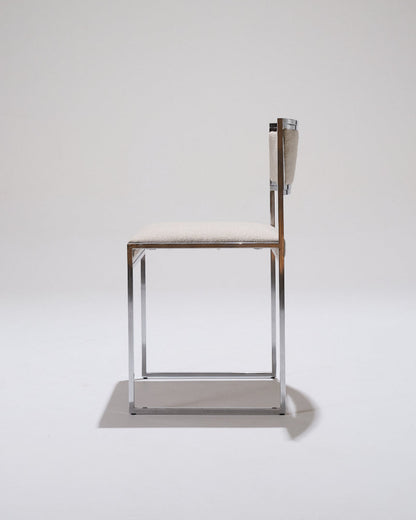 PAIR OF METAL AND TEXTURED FABRIC CHAIRS, 1970S