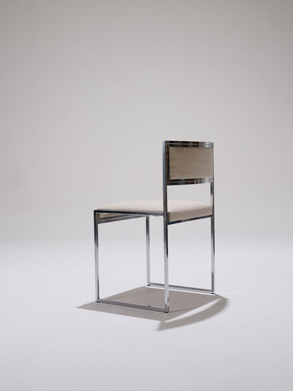 CHAISE EN MÉTAL ET TISSU TEXTURÉ, 1970s