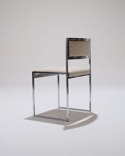 PAIR OF METAL AND TEXTURED FABRIC CHAIRS, 1970S