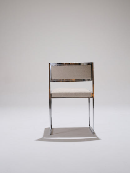 CHAISE EN MÉTAL ET TISSU TEXTURÉ, 1970s