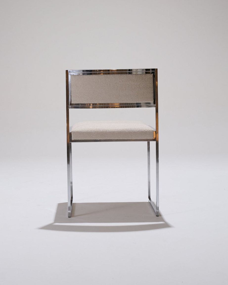 PAIR OF METAL AND TEXTURED FABRIC CHAIRS, 1970S