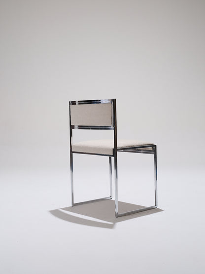 CHAISE EN MÉTAL ET TISSU TEXTURÉ, 1970s