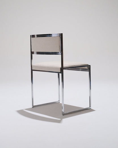 PAIR OF METAL AND TEXTURED FABRIC CHAIRS, 1970S