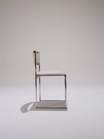 CHAISE EN MÉTAL ET TISSU TEXTURÉ, 1970s