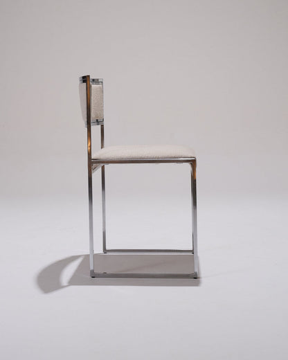 PAIR OF METAL AND TEXTURED FABRIC CHAIRS, 1970S